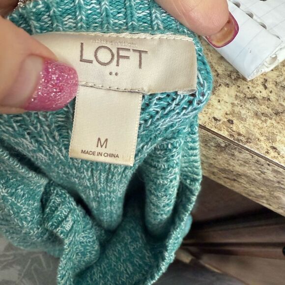Loft Blue and White Sweater Top Size Medium - Picture 7 of 9